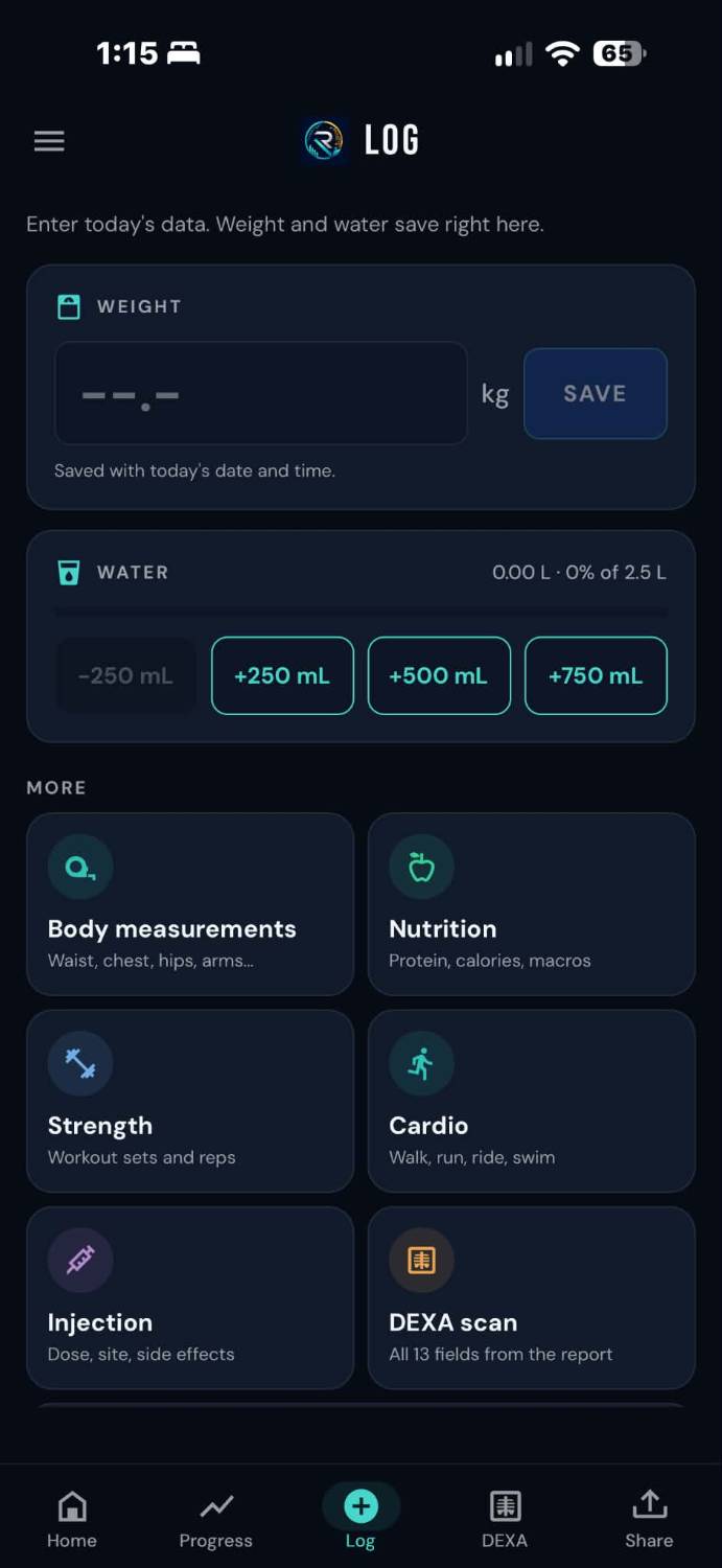 Recomp Health app — Log
