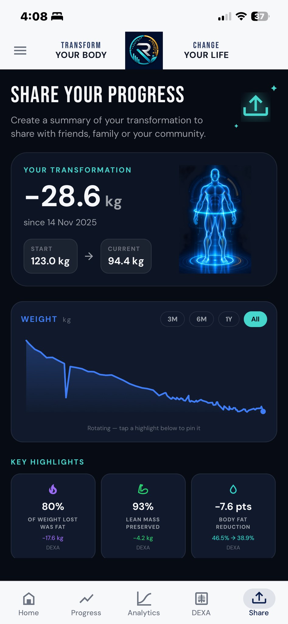 Recomp Health app — Share