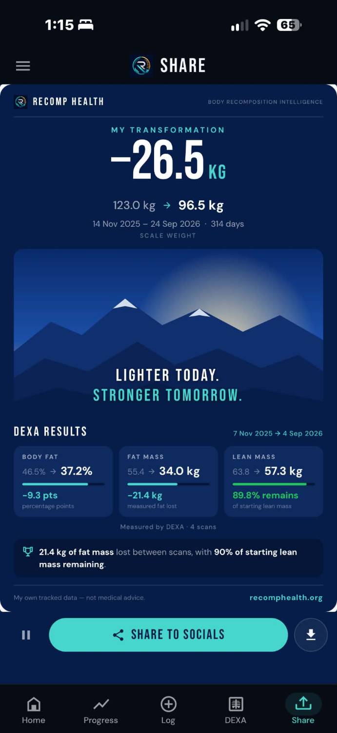 Recomp Health app — Share